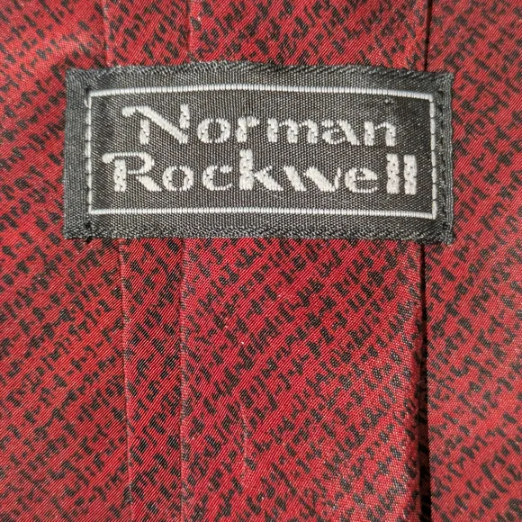 Norman Rockwell Set Of 2 Red Neckties with Classic Illustrations 100% Silk - Picture 5 of 7